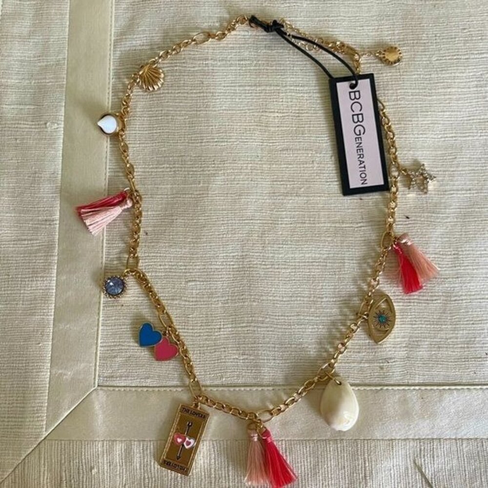 NWT BCBGENERATION NECKLACE: The Lovers, crystals, charms & tassels